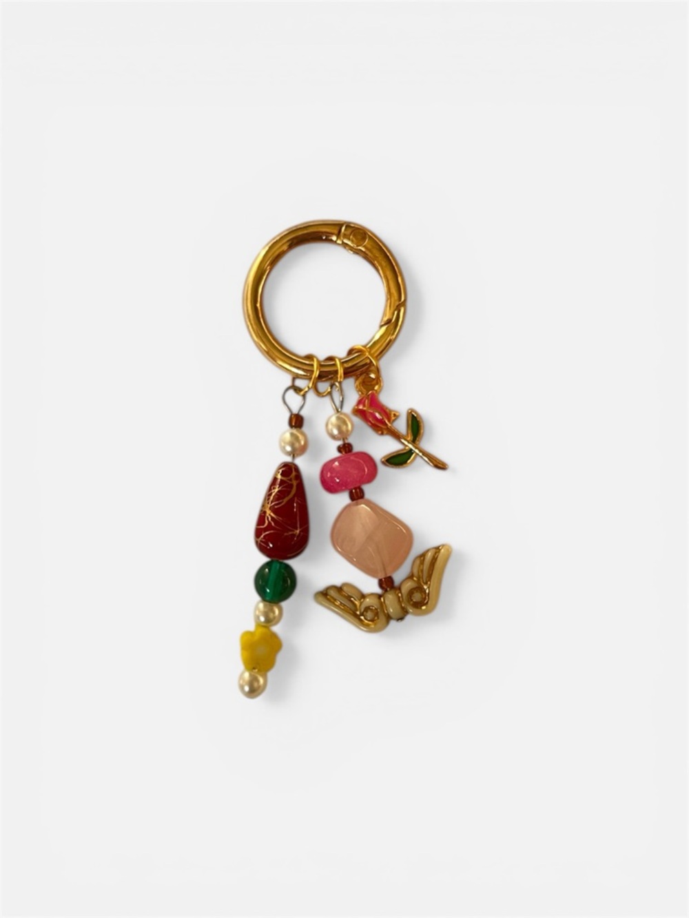Gold Tone Floral Beaded Keyring - Multicolor (BangChan)